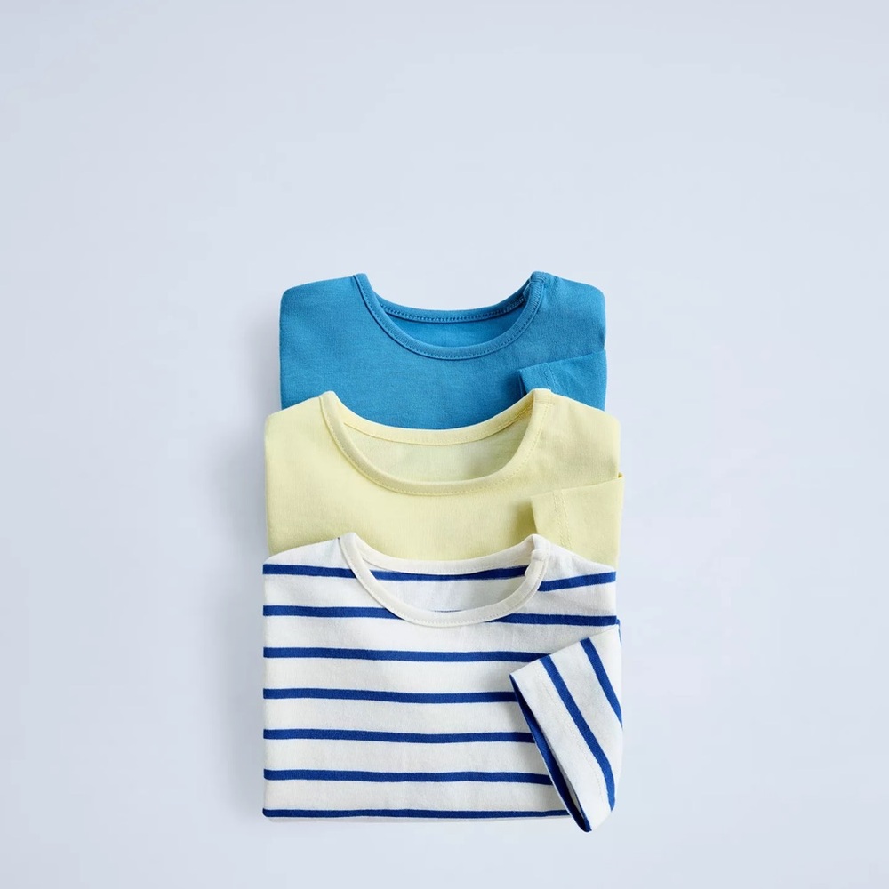 Blue, Yellow, and Striped Kids Shirt Set! LIKE new for 1-3months old